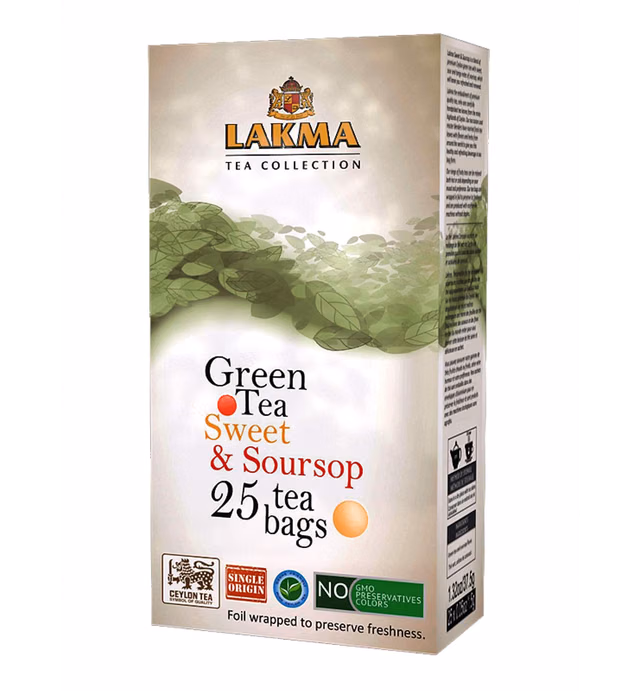 Lakma Green Tea with Sweet & Soursop - 25 Tea Bags (1 Pack)