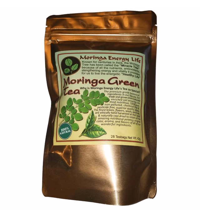 Moringa Tea Bags by Moringa Energy Life, Ayurveda's Tea bags Green Tea (Keto, Detox, Paleo, Vitamin & Minerals Booster, Vegan, Gluten-Free, Non-GMO, Caffeinated) 28 teas