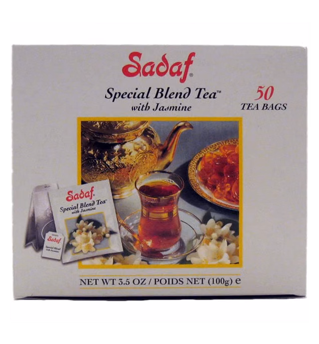 Sadaf Jasmine tea bags - Special Blend Black herbal Tea with Jasmine - Kosher - 50 T/B 3.5 Oz