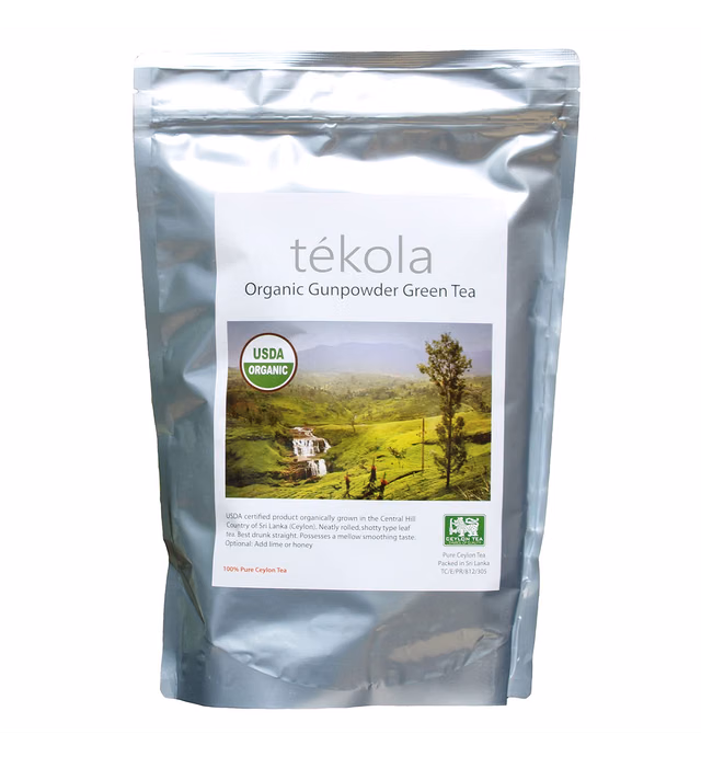 tekola Tea Co. - Organic Gunpowder Green Tea, Grown, Processed and Packed in Ceylon, loose leaf - 16 ounces