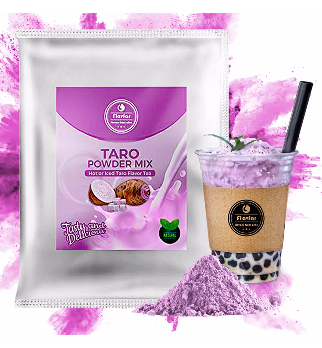 Flavfar Taro Bubble Tea Powder - Instant Taro Powder for Bubble Tea or Smoothie Mix - Iced, Hot, or Blended Drink Powder - Less Sugar - 2.2 lbs