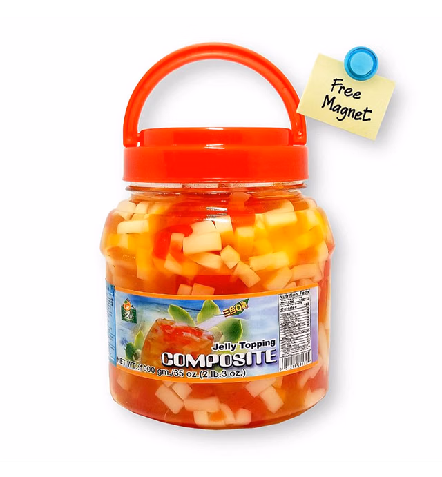 Bolle Composite Jelly Topping Boba Bubble Tea Ingredient Assorted Flavors in One 35 Ounce with 1 Bonus Gift as Shown (2-Piece Set)