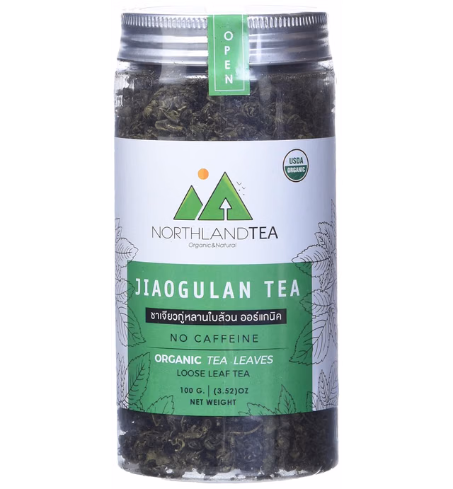 Organic Gynostemma Tea - Jiaogulan Tea 3.52 OZ – Certified USDA & EU Organic – Loose Leaf - Caffeine Free - Directly from Thailand Local farmer - Eternal life Herb - Northlandtea