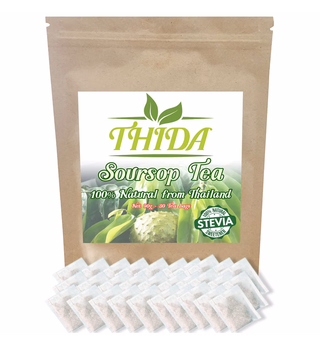 Soursop Tea 30 Bags | Soursop Leaves | Asian Herbal Life Tea From Guanabana Leaves | Graviola Soursop Fruit Tea Supply From Thailand