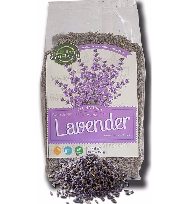Eat Well Dried Lavender Flowers 16 oz, Bulk Size Lavender Petals for Lavender Tea, Edible Culinary Lavender for Baking and Cooking, Dry Lavender Flowers for Soaps, Lavender Buds for Home Fragrance