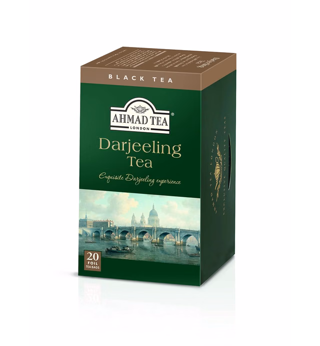 Ahmad Tea Black Tea, Darjeeling Teabags - Caffeinated and Sugar-Free, 20 ct (Pack of 6)