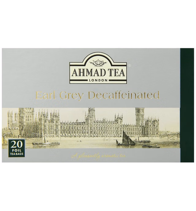 Ahmad Tea Black Tea, Decaffeinated Earl Grey Teabags, 20 ct (Pack of 6) - Decaffeinated and Sugar-Free