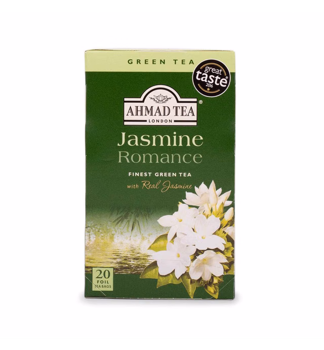 Ahmad Tea Green Tea, Jasmine Romance Teabags, 20 ct (Pack of 6) - Caffeinated and Sugar-Free