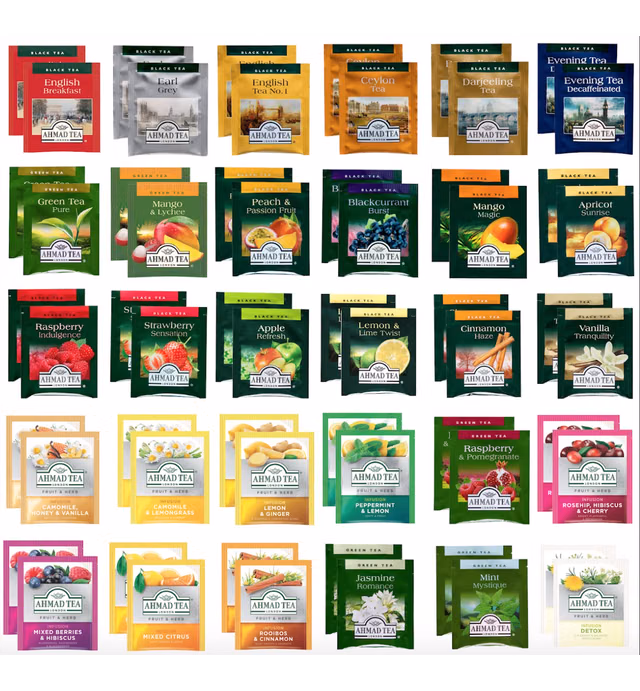 Premium Tea Bags Assortment Sampler Box - 60 Count - Perfect Variety Assortment Pack - English Breakfast, Ceylon, Peach & Passion Fruit, Raspberry and More