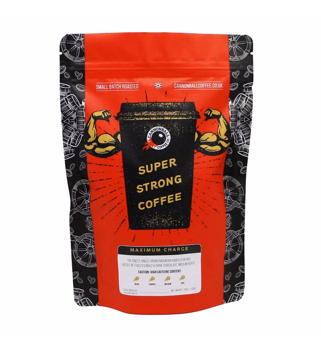 Maximum Charge Strong Coffee | Imported from the UK | 1101mg Caffeine | | Whole Bean | 1lb