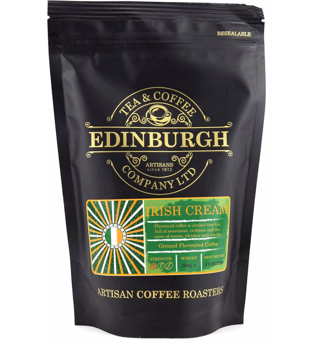 Edinburgh Tea & Coffee Company, Irish Cream Ground Coffee, 8 Ounce Bag (Single Pack)
