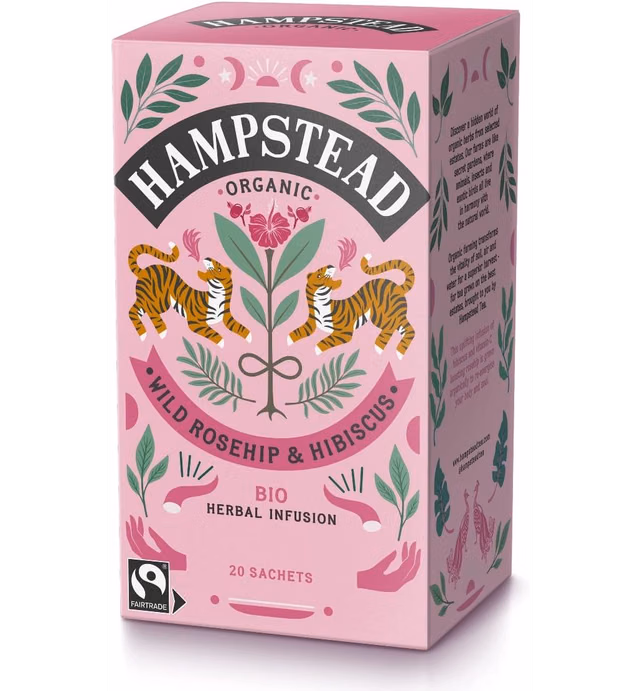 HAMPSTEAD TEA Rosehip Hibiscus Tea Sachets 20 Bag, 0.02 Pound