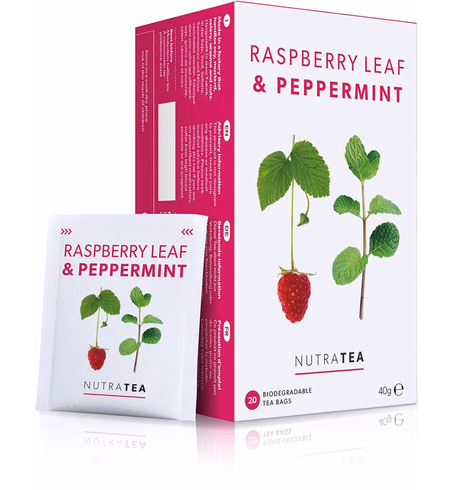 Nutra Tea - Raspberry Leaf & Peppermint Tea - Raspberry Leaf Tea For Pregnancy & Expectant Mothers - 20 Tea Bags - Herbal Tea - (1 Pack)