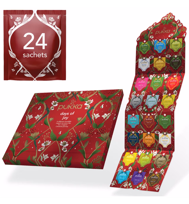 Pukka Tea Advent Calendar, Organic Herbal Tea, Perfect for Gifting, 24 Tea Bags, Red