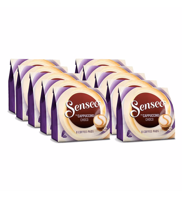 Senseo Coffee Pads Cappuccino Choco, Coffee with Chocolate Taste, New Recipe, 10er Pack, 10x8 Pods