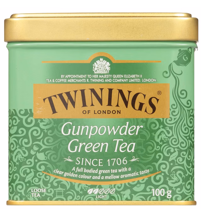Twinings Green Gunpowder Loose Tea Tins, Pack of 6, 3.53 Ounce Tins, Mellow & Full-Bodied Green Tea, Caffeinated