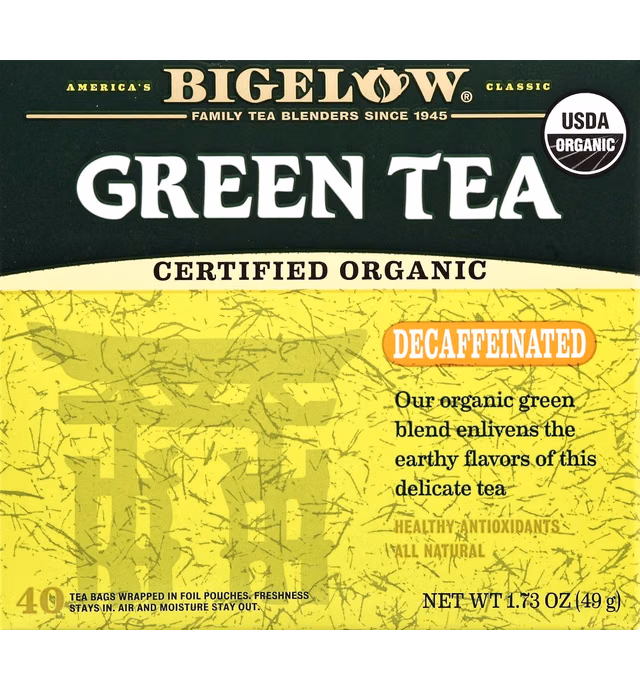 Bigelow Decaffeinated Organic Green Tea Bags, 40 ct