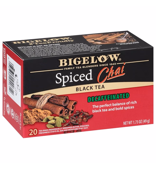 Bigelow Tea Decaffeinated Spiced Chai Black Tea, 20 Count (Pack of 6), 120 Total Tea Bags