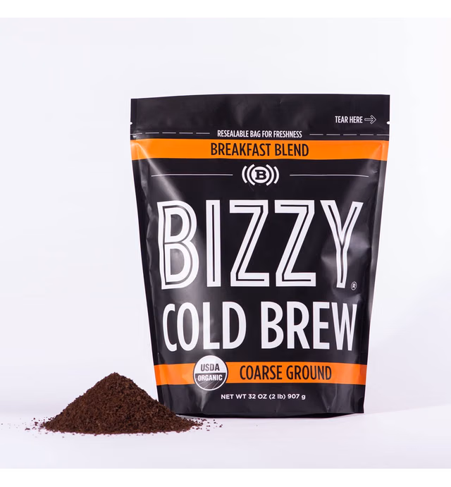 Bizzy Organic Cold Brew Coffee | Breakfast Blend | Coarse Ground Coffee | Micro Sifted | Specialty Grade | 100% Arabica | 2 LB