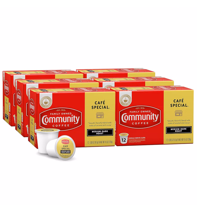 Community Coffee Café Special 72 Count Coffee Pods, Medium Dark Roast, Compatible with Keurig 2.0 K-Cup Brewers