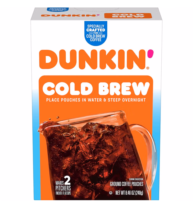 Dunkin' Cold Brew Ground Coffee Packs, 8.46 Ounces (Pack of 6)