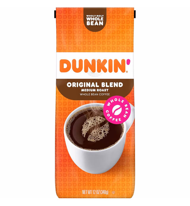 Dunkin' Original Blend Medium Roast Whole Bean Coffee, 12 Ounces (Pack of 6)