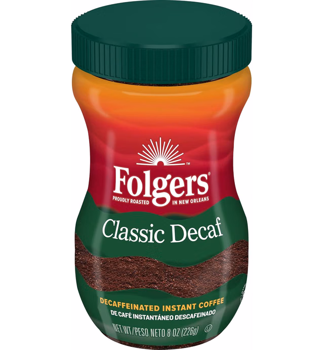 Folgers Classic Decaf Decaffeinated Instant Coffee Crystals, 8 Ounces