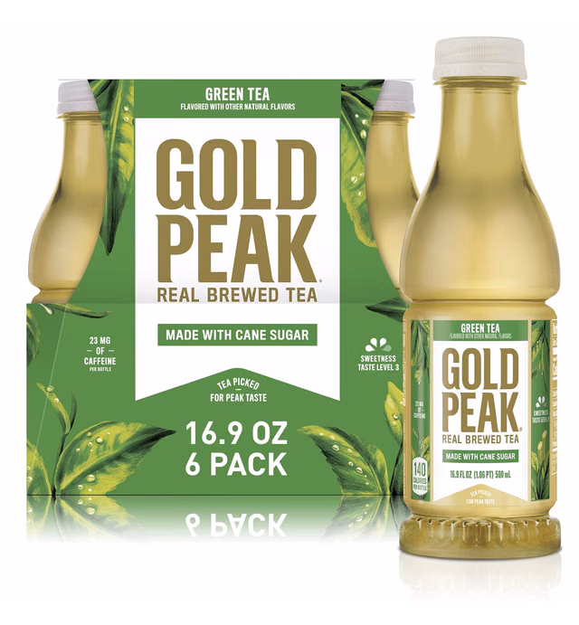 Gold Peak Sweetened Green Iced Tea Drink, 16.9 fl oz, 6 Pack