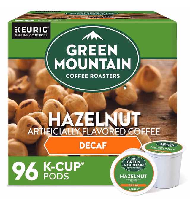 Green Mountain Coffee Roasters Hazelnut Decaf, Single-Serve Keurig K-Cup Pods, Flavored Light Roast Coffee, 24 Count (Pack of 4)