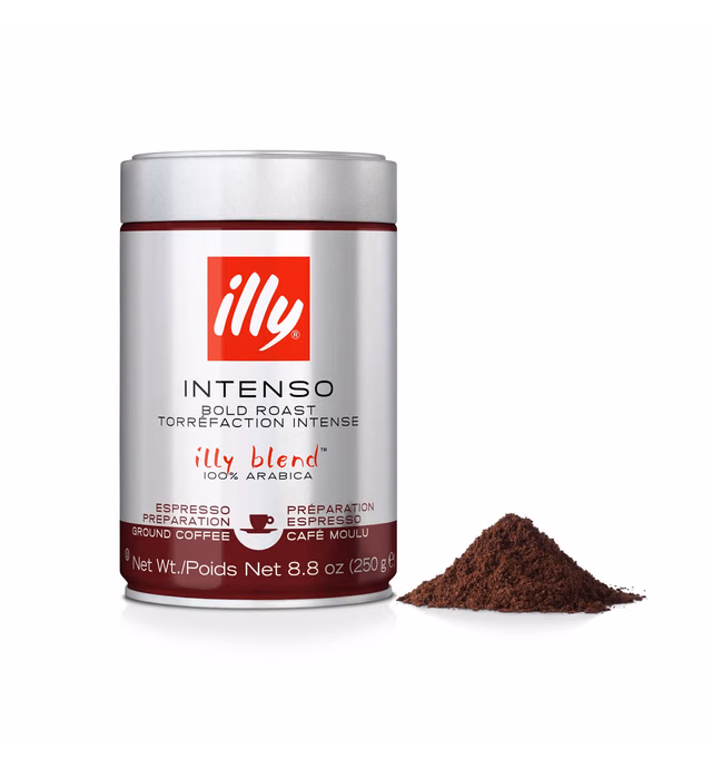 illy Intenso Ground Espresso Coffee, Bold Roast, Intense, Robust and Full Flavored With Notes of Deep Cocoa, 100% Arabica Coffee, No Preservatives, 8.8 Ounce Can (Pack of 6)