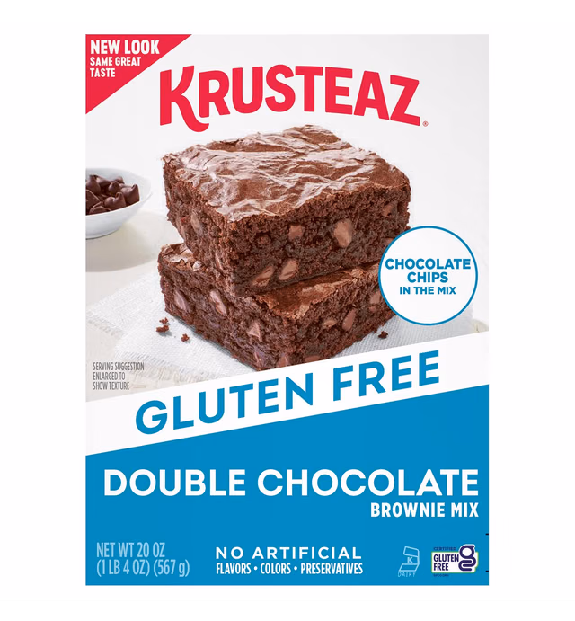 Krusteaz Gluten Free Double Chocolate Brownie Mix, Includes Chocolate Chips, 20 oz Boxes (Pack of 8)