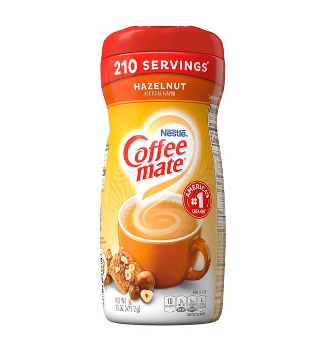 Nestle Coffee Mate Hazelnut Flavoured Non Dairy Coffee Creamer Powder For Warm and Rich Taste Lactose & Gluten Free Creamer For 210 Servings (15 Oz)