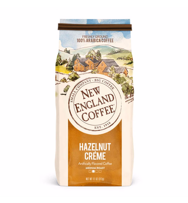 New England Coffee Hazelnut Crème Medium Roast Ground Coffee 11 oz. Bag (Pack of 3)