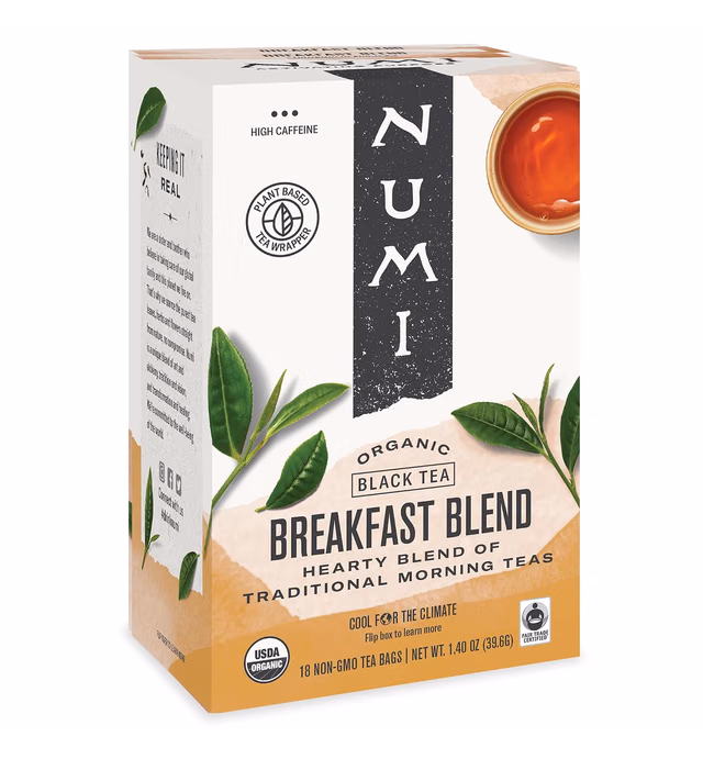 Numi Organic Black Tea, Breakfast Blend, 18 Count (Pack of 3) - Packaging May Vary
