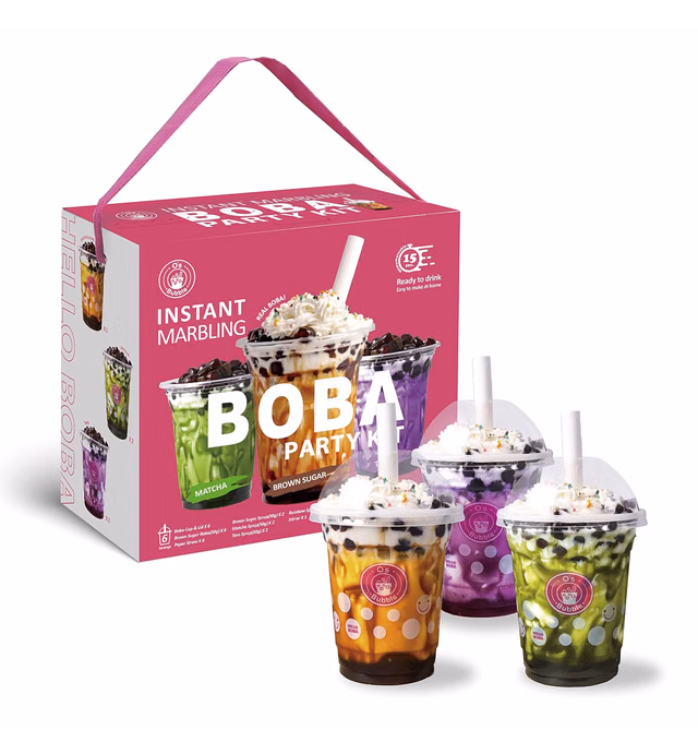 O's Bubble Tea Kit - Boba Tea Kit - Instant Marbling Boba Tea Party Kit - 6 Serving Boba Tea Kit - Instant Popping Boba - Bubble Tea Set (Shelf Stable)