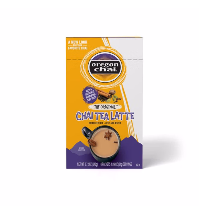 Oregon Chai Original Chai Tea Latte Single Serve Powdered Mix, 8 Count (Pack of 1)