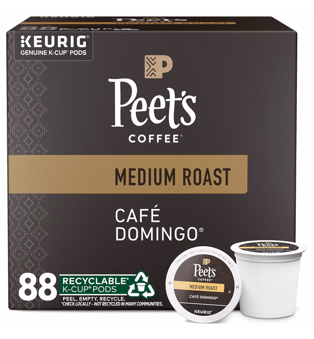 Peet's Coffee, Medium Roast K-Cup Pods for Keurig Brewers - Café Domingo 88 Count (4 Boxes of 22 K-Cup Pods)