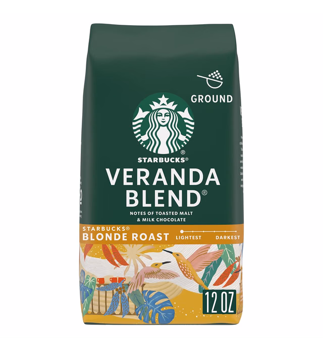 Starbucks Blonde Roast Ground Coffee — Veranda Blend — 100% Arabica — 1 bag (12 oz.)