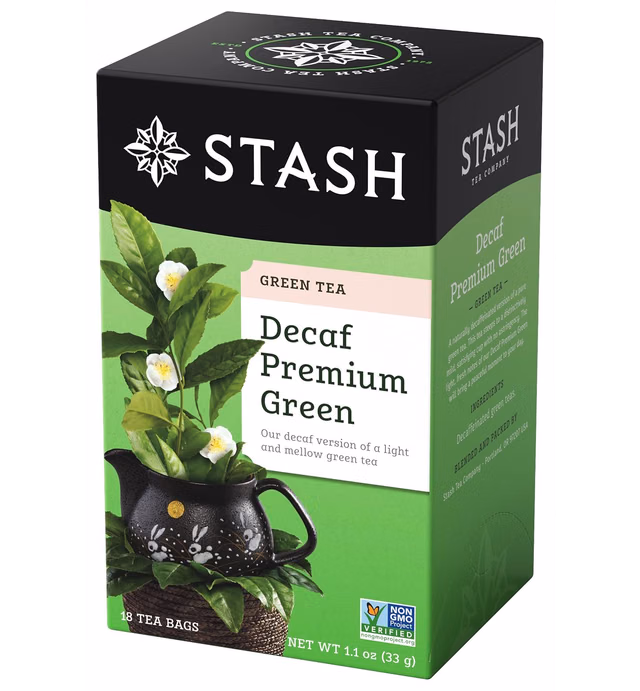 Stash Tea Decaf Premium Green Tea - Decaf, Non-GMO Project Verified Premium Tea with No Artificial Ingredients, 18 Count (Pack of 6) - 108 Bags Total