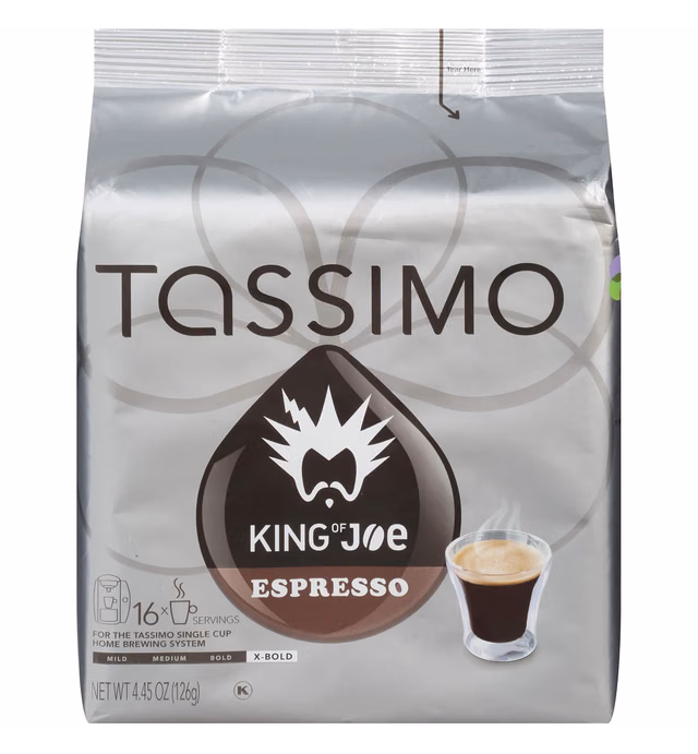 King of Joe Espresso Coffee T-Discs for Tassimo Brewing Systems (16 T-Discs)