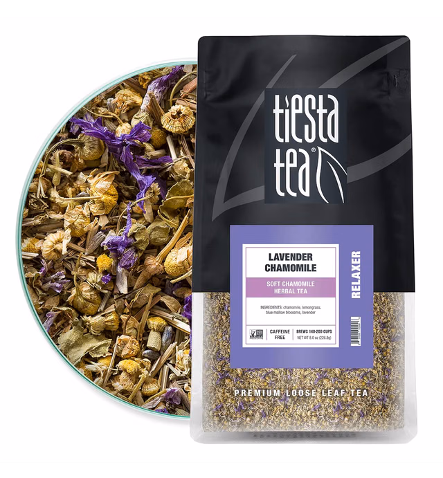 Tiesta Tea - Lavender Chamomile, Loose Leaf Soft Chamomile Herbal Tea, Non-Caffeinated, Hot & Iced Tea, 8 oz Bulk Bag - 200 Cups