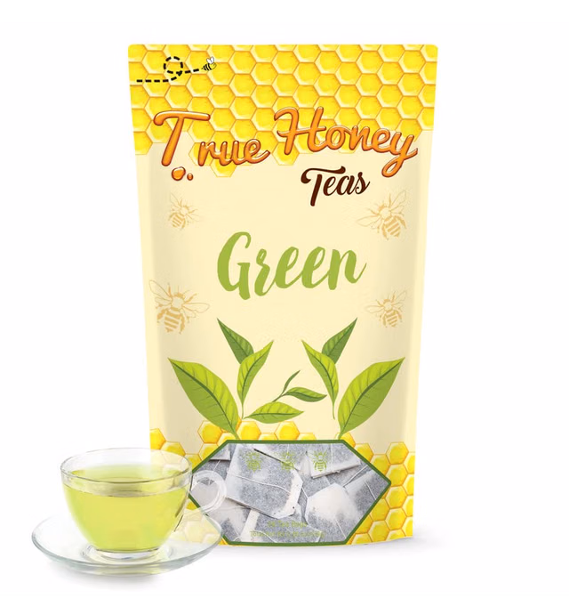 True Honey Green Tea Bags - Honey Crystals Blended in Every Sachet - Supportive Heart Antioxidants - All Natural Contains Caffeine Tea Bag 24 Count