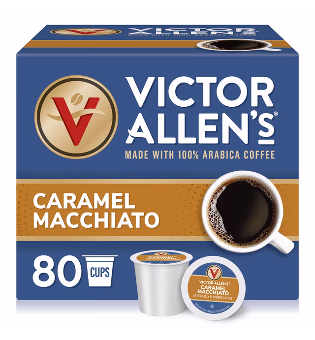 Victor Allen's Coffee Caramel Macchiato Flavored, 80 Count, Medium Roast, Single Serve Coffee Pods for Keurig K-Cup Brewers