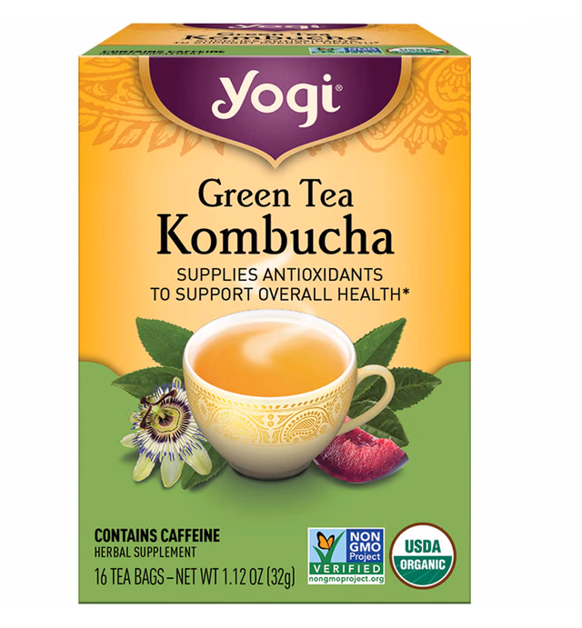 Yogi Tea - Green Tea Kombucha (6 Pack) - Supplies Antioxidants to Support Overall Health - Contains Caffeine - 96 Organic Green Tea Bags