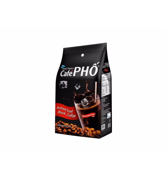 Cafe Pho Vietnamese Instant Coffee Mix, Iced Black Coffee, Cafe Den Da, Single Serve Coffee Packets, Bag of 18 Sachets, Pack of 1