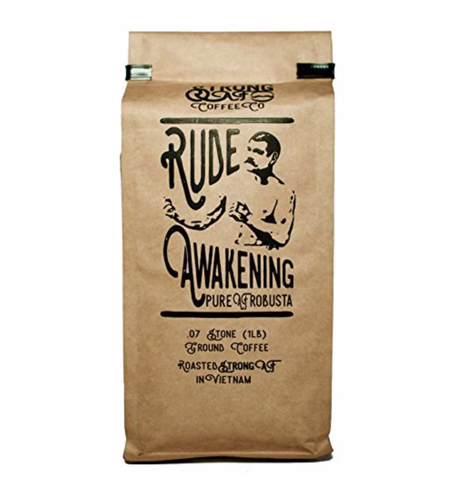 Coffee - Strong AF Coffee w/ 2x-3x Standard Caffeine - Rude Awakening Blend for French Press, Drip, Espresso (16 oz - Ground Bean)