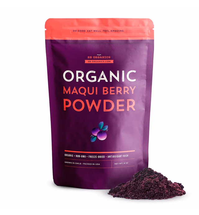Sun Bay Organics Wild Whole Maqui Berry Powder from Chile - Organic Freeze-Dried - Not From Concentrate - 4 oz.