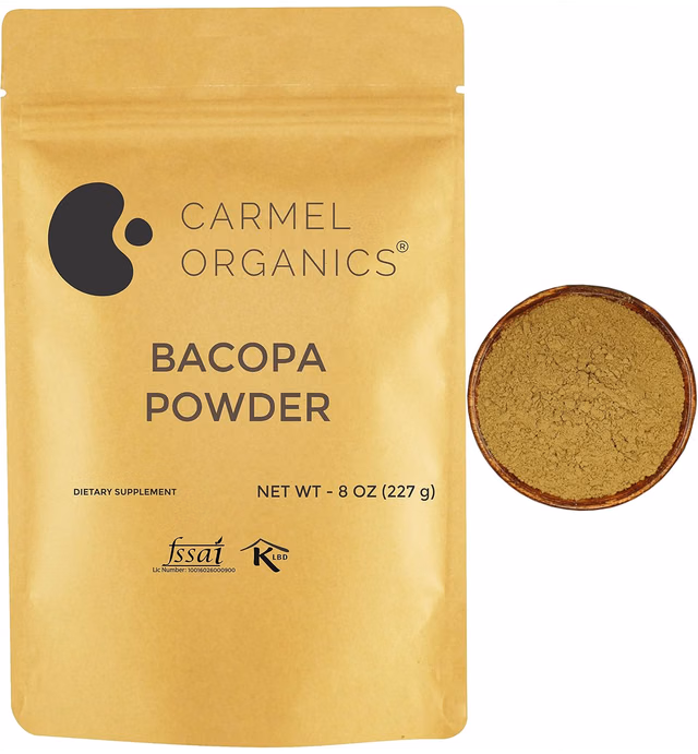 CARMEL ORGANICS Bacopa Monnieri/Brahmi Powder | 8 Ounce or 0.5 Lb/ 227 Grams(Pack of 1) | Natural and Pure Bacopa Powder Non-GMO | No Added Preservative