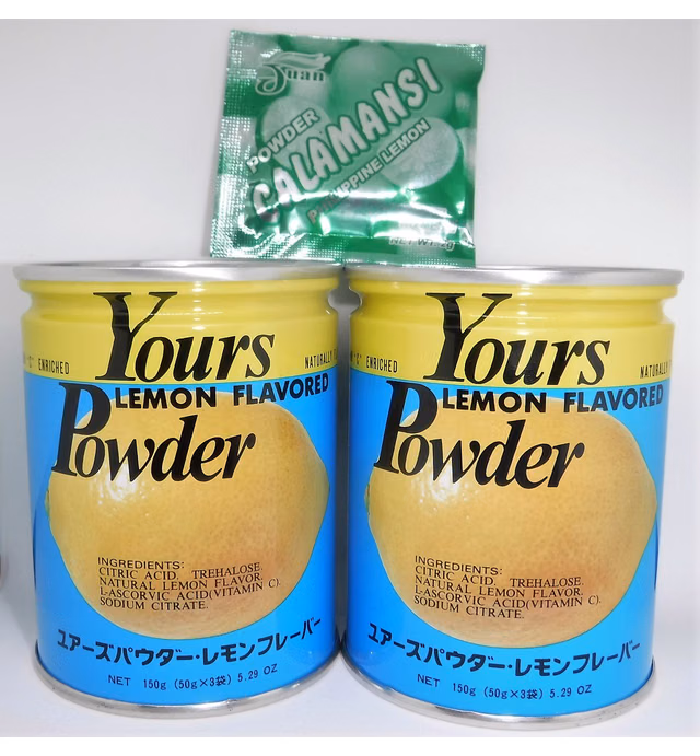Yours (Japan) Lemon Flavored Powder, 5.2 oz. / 2 cans + Philippine Lemon Calamansi Salmpler Sachet