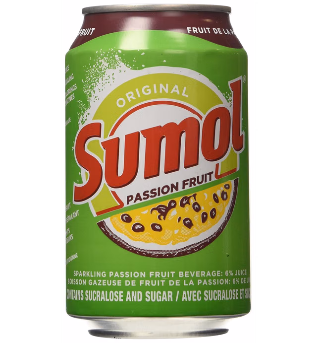 Sumol Passion Fruit Soda Portugal 11.15 Oz. Cans 6 Pack